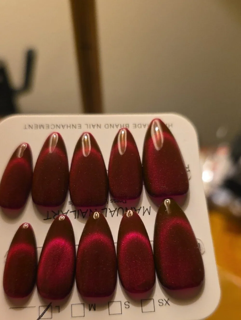 Burgundy Magnetic False Nail Set Size Large